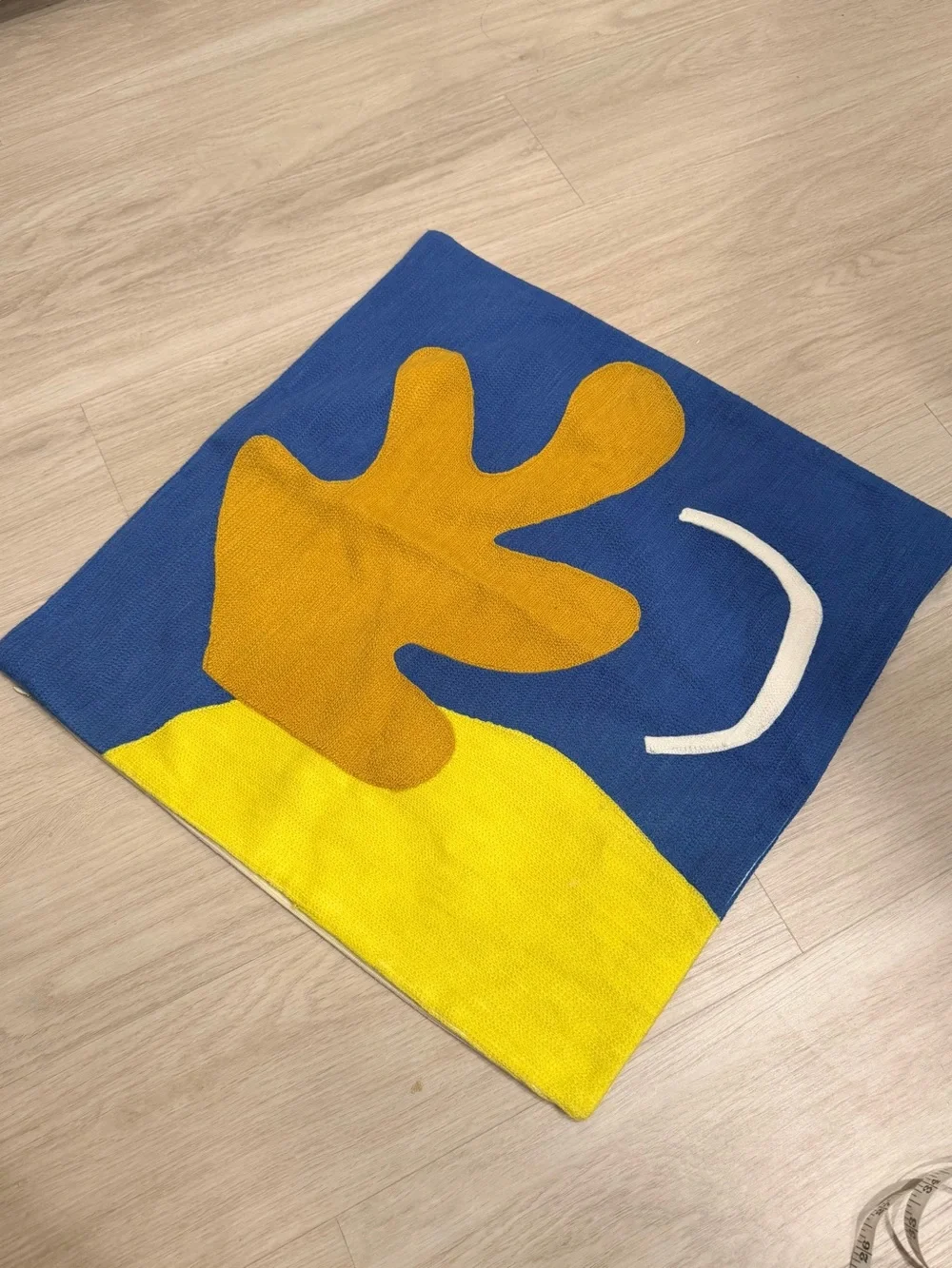 West Elm Blue and Yellow Abstract Knit Pillow Cover